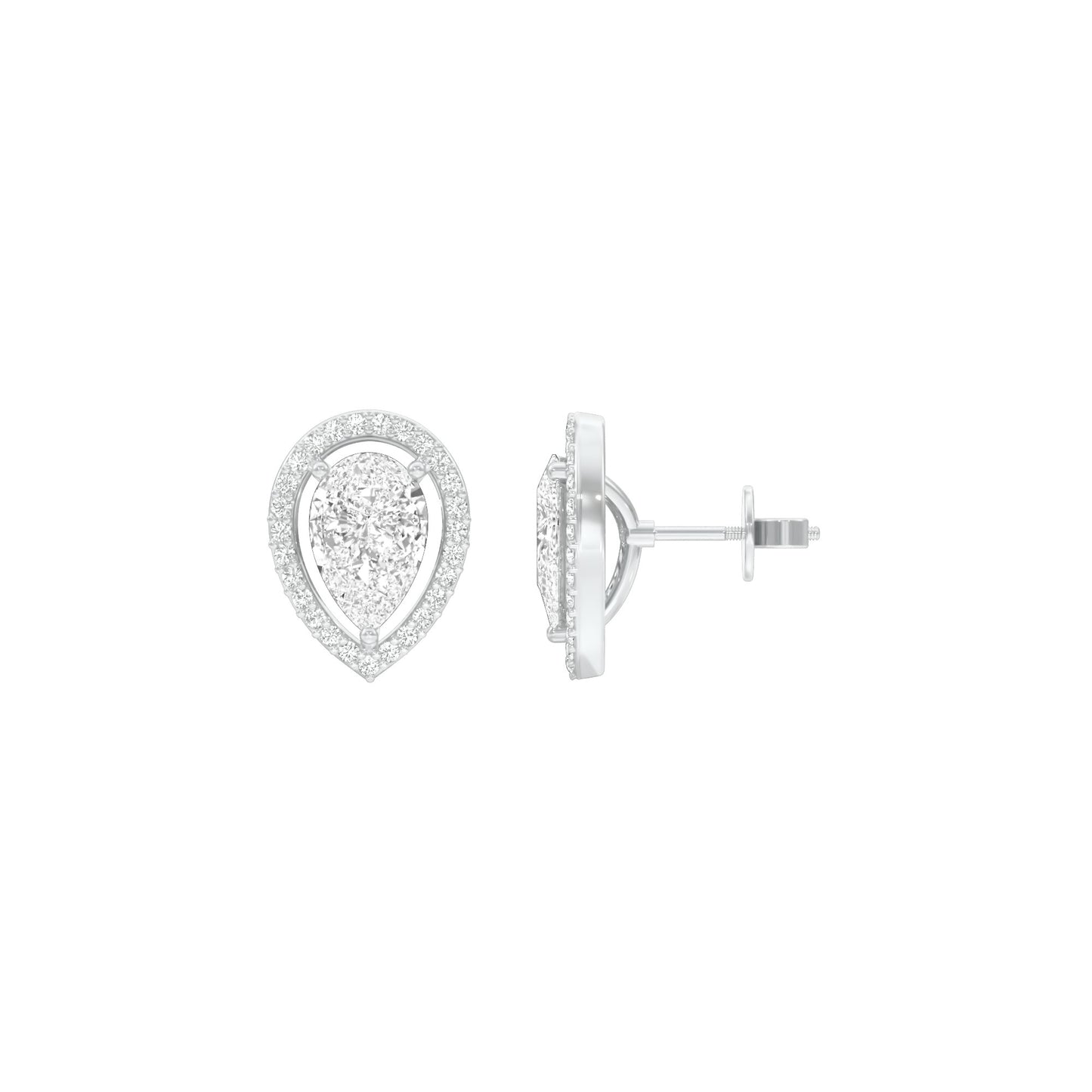 Tiny Flame Diamond Stud Earrings 18 KT / White Gold