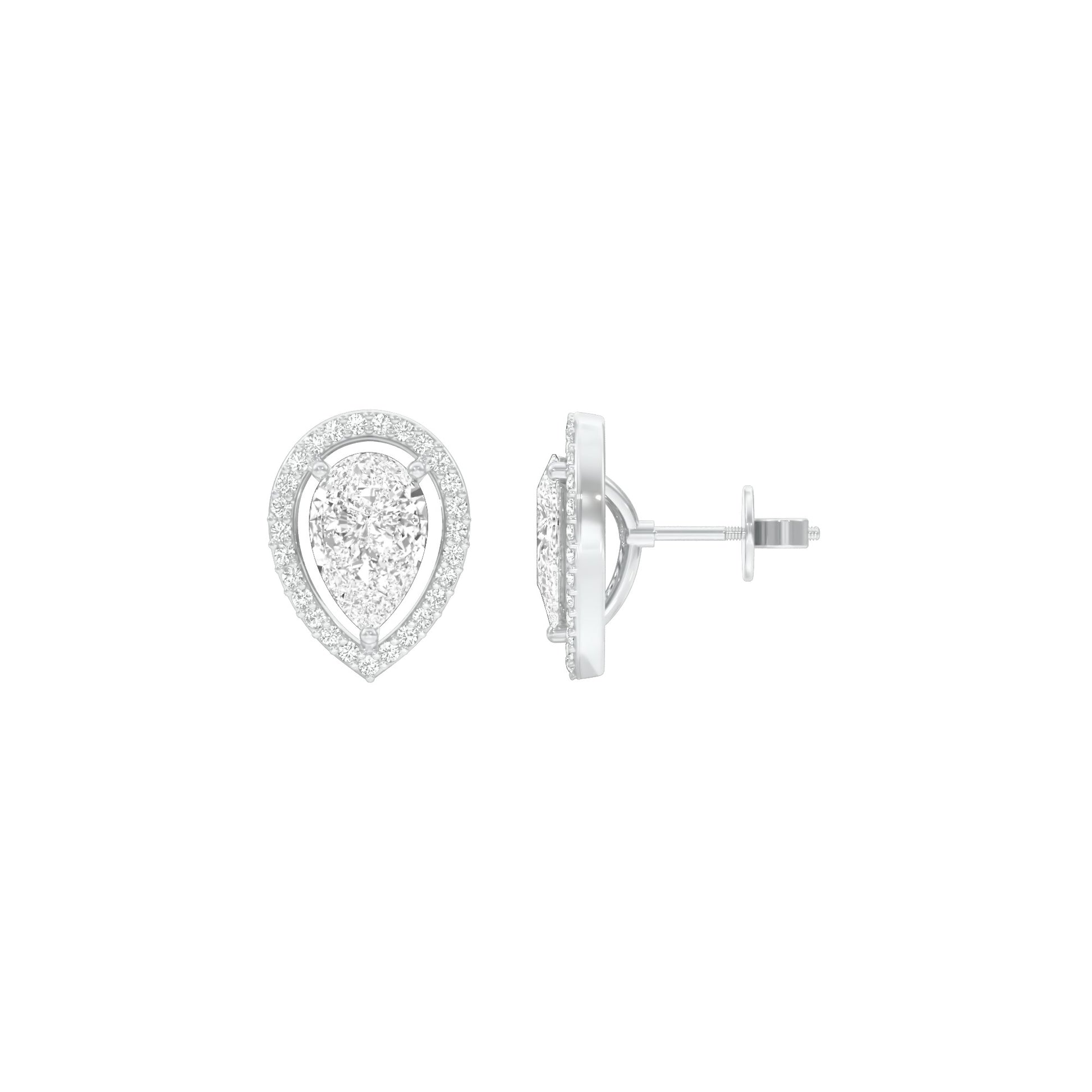 Tiny Flame Diamond Stud Earrings 18 KT / White Gold