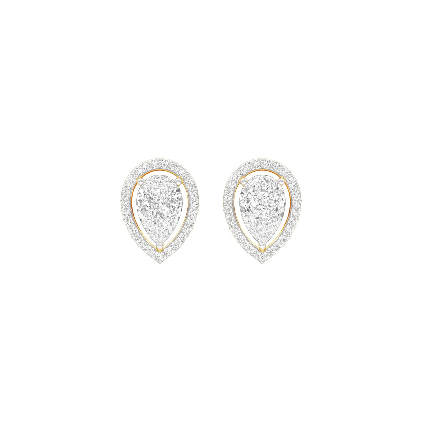 Tiny Flame Diamond Stud Earrings 18 KT / Yellow Gold