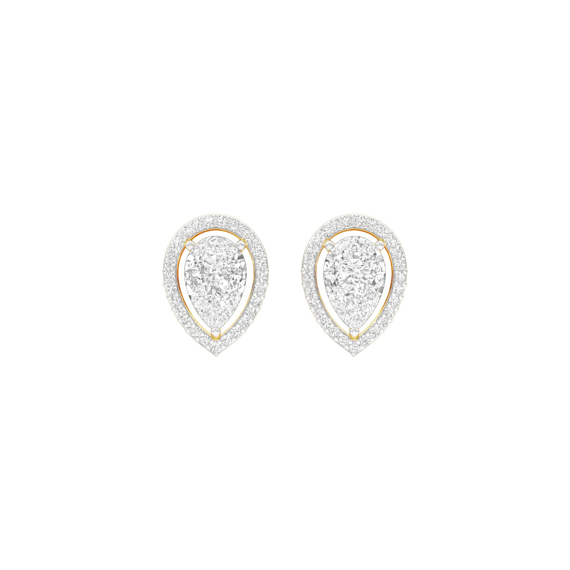 Tiny Flame Diamond Stud Earrings 18 KT / Yellow Gold