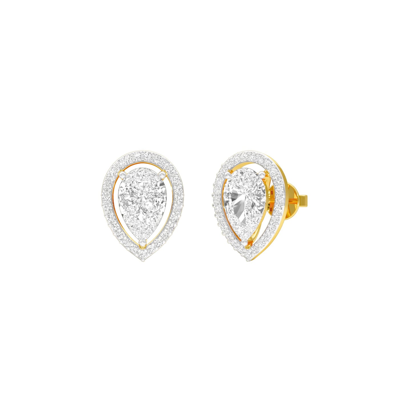 Tiny Flame Diamond Stud Earrings 18 KT / Yellow Gold