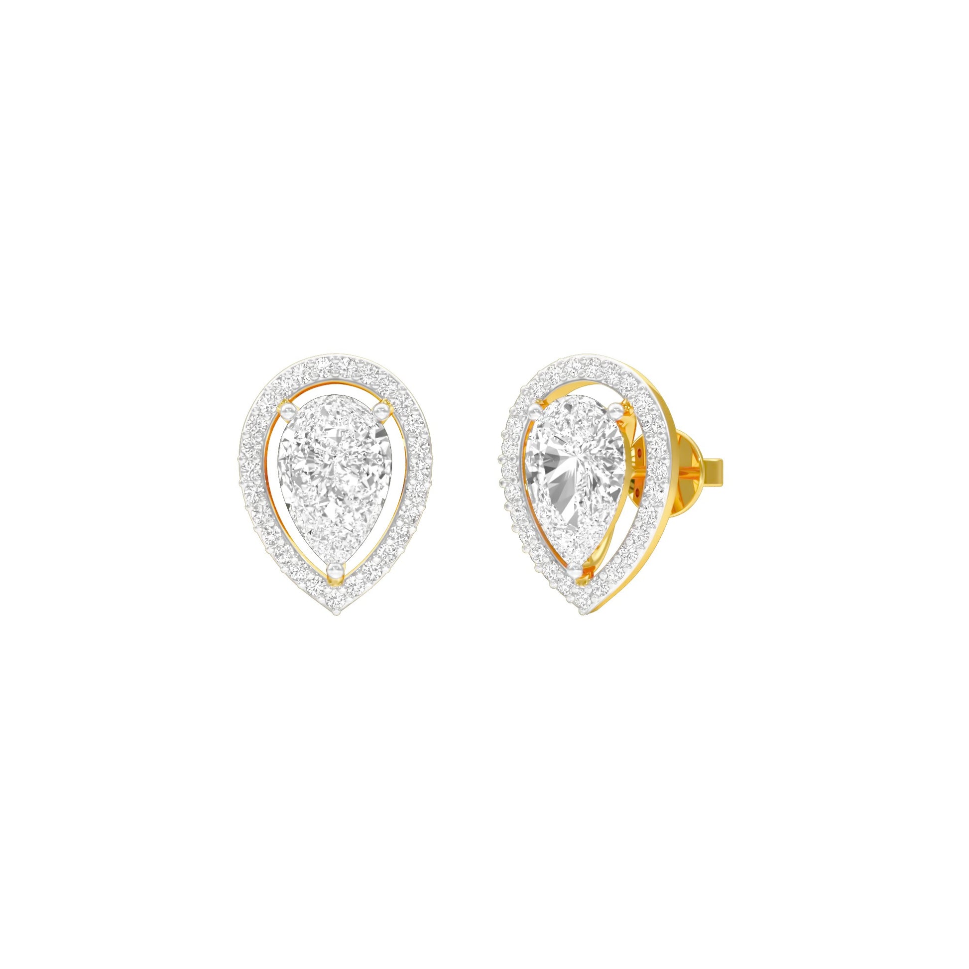 Tiny Flame Diamond Stud Earrings 18 KT / Yellow Gold