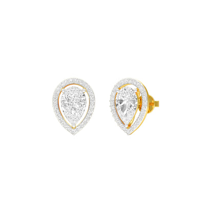 Tiny Flame Diamond Stud Earrings 18 KT / Yellow Gold