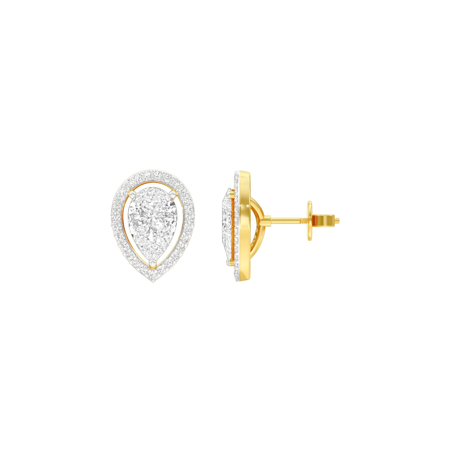 Tiny Flame Diamond Stud Earrings 18 KT / Yellow Gold