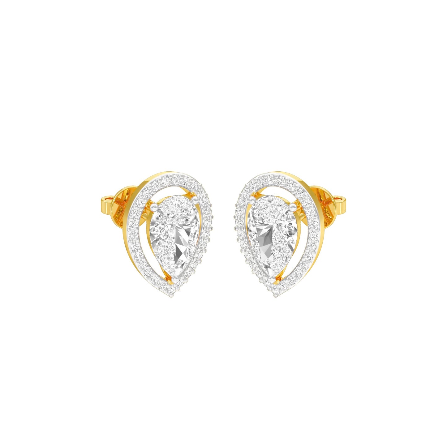 Tiny Flame Diamond Stud Earrings 18 KT / Yellow Gold