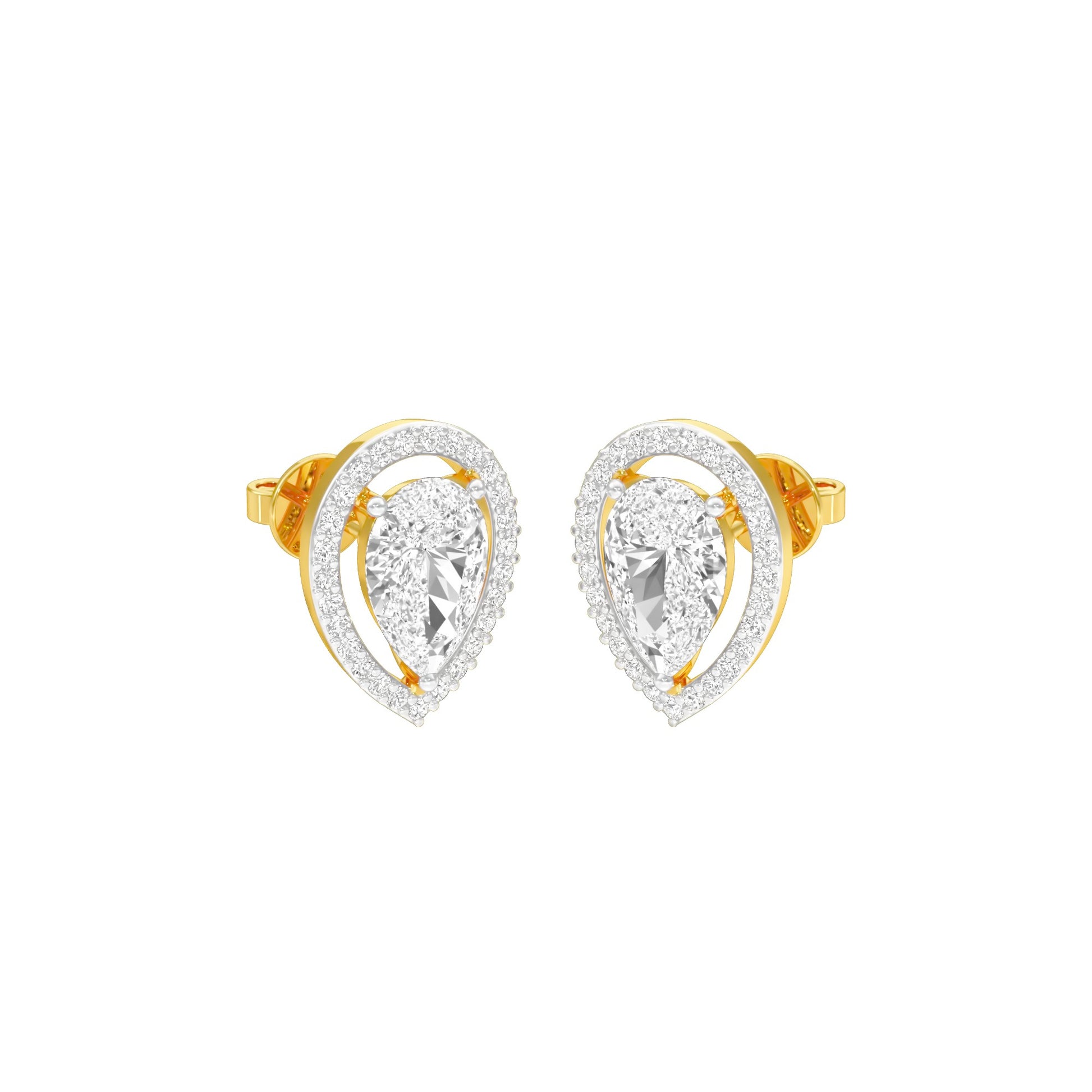Tiny Flame Diamond Stud Earrings 18 KT / Yellow Gold