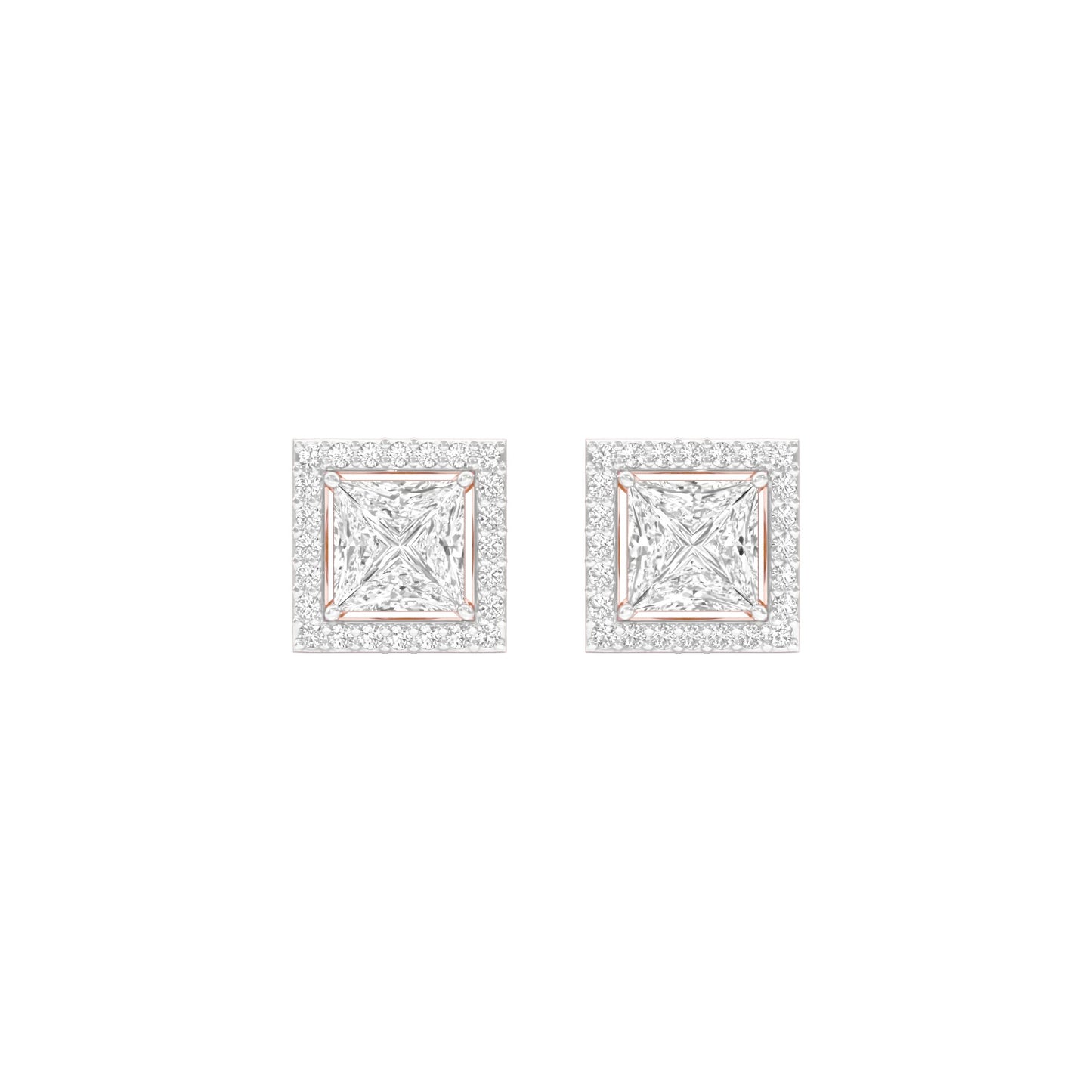 Frames of Halo Diamond Stud Earrings 18 KT / Rose Gold