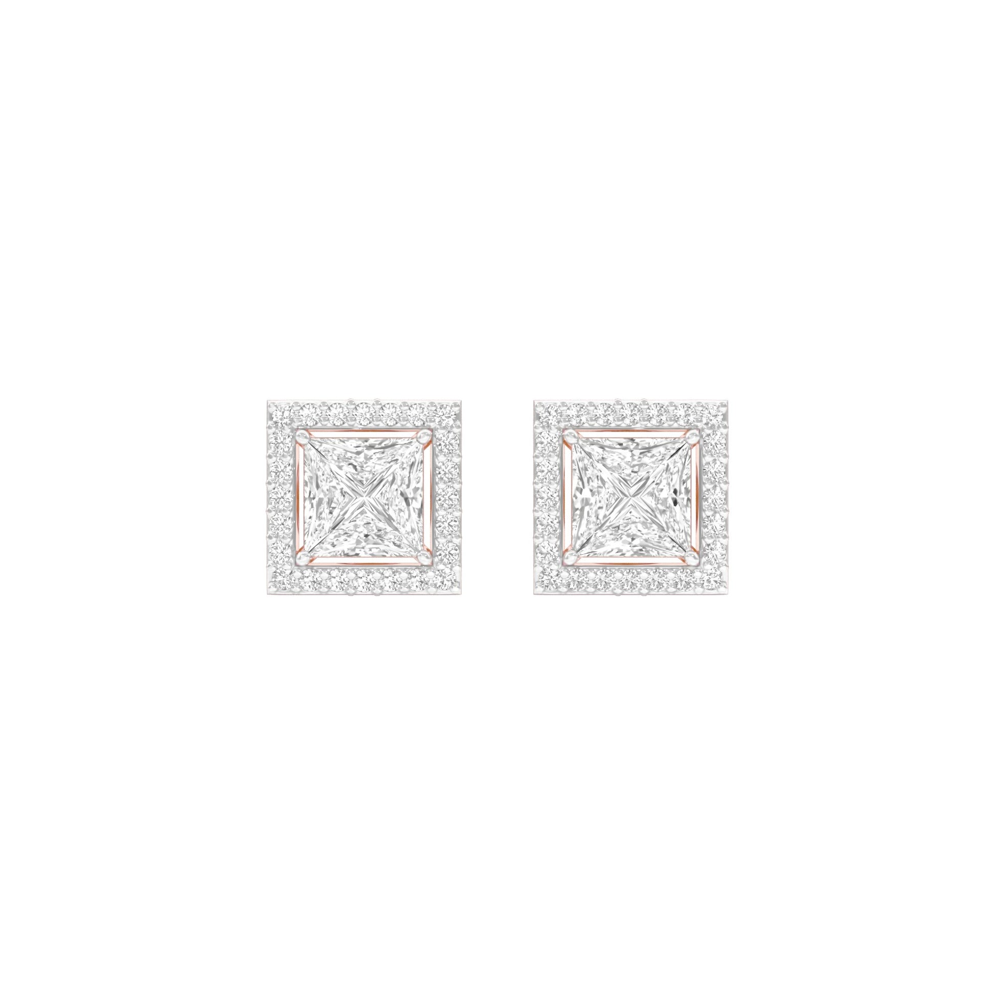 Frames of Halo Diamond Stud Earrings 18 KT / Rose Gold