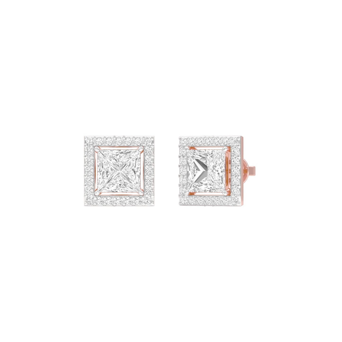 Frames of Halo Diamond Stud Earrings 18 KT / Rose Gold