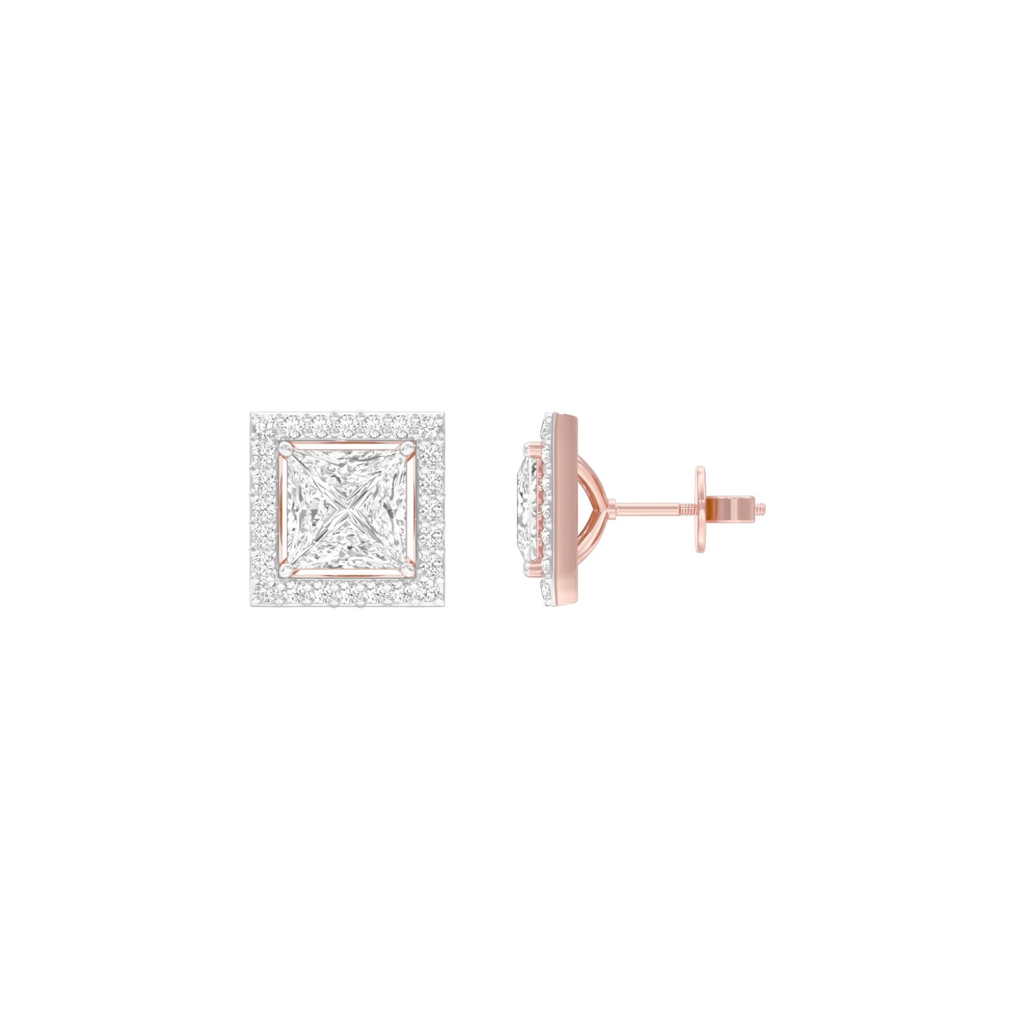 Frames of Halo Diamond Stud Earrings 18 KT / Rose Gold