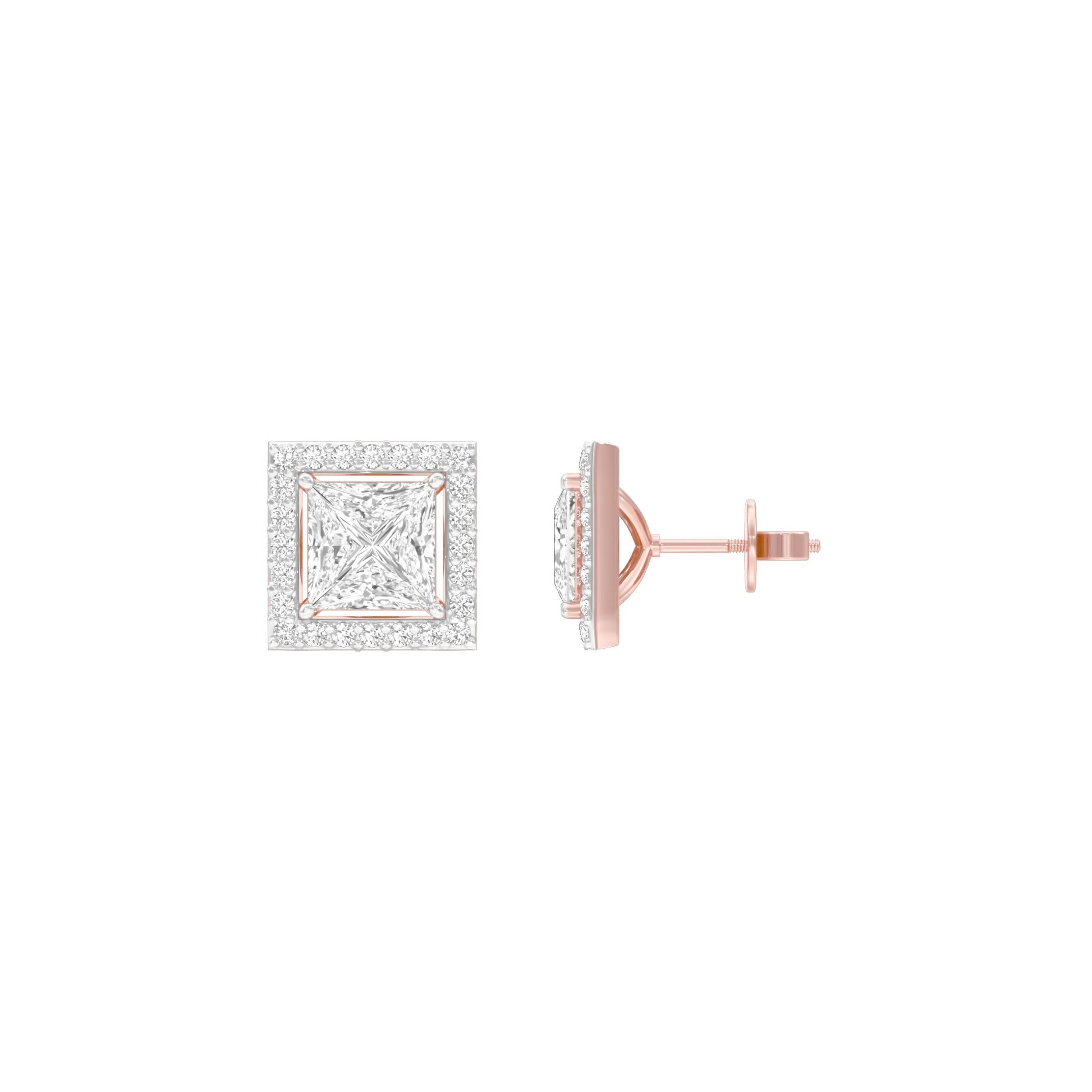 Frames of Halo Diamond Stud Earrings 18 KT / Rose Gold