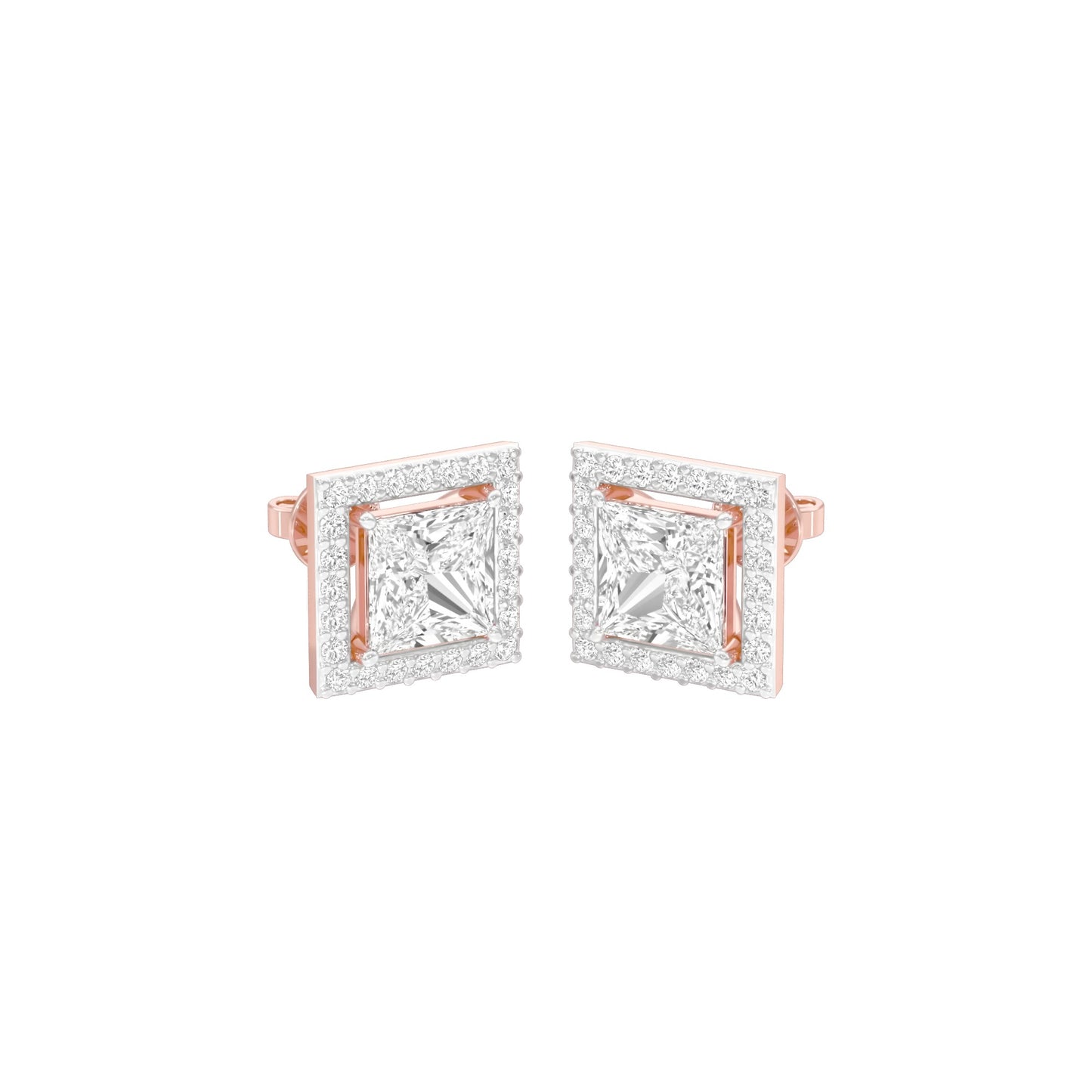 Frames of Halo Diamond Stud Earrings 18 KT / Rose Gold