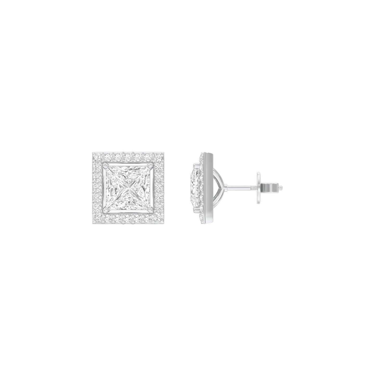 Frames of Halo Diamond Stud Earrings 18 KT / White Gold