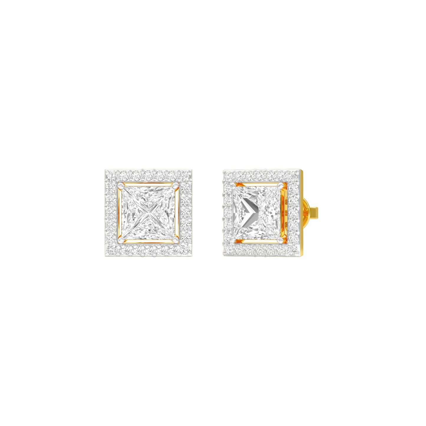 Frames of Halo Diamond Stud Earrings 18 KT / Yellow Gold