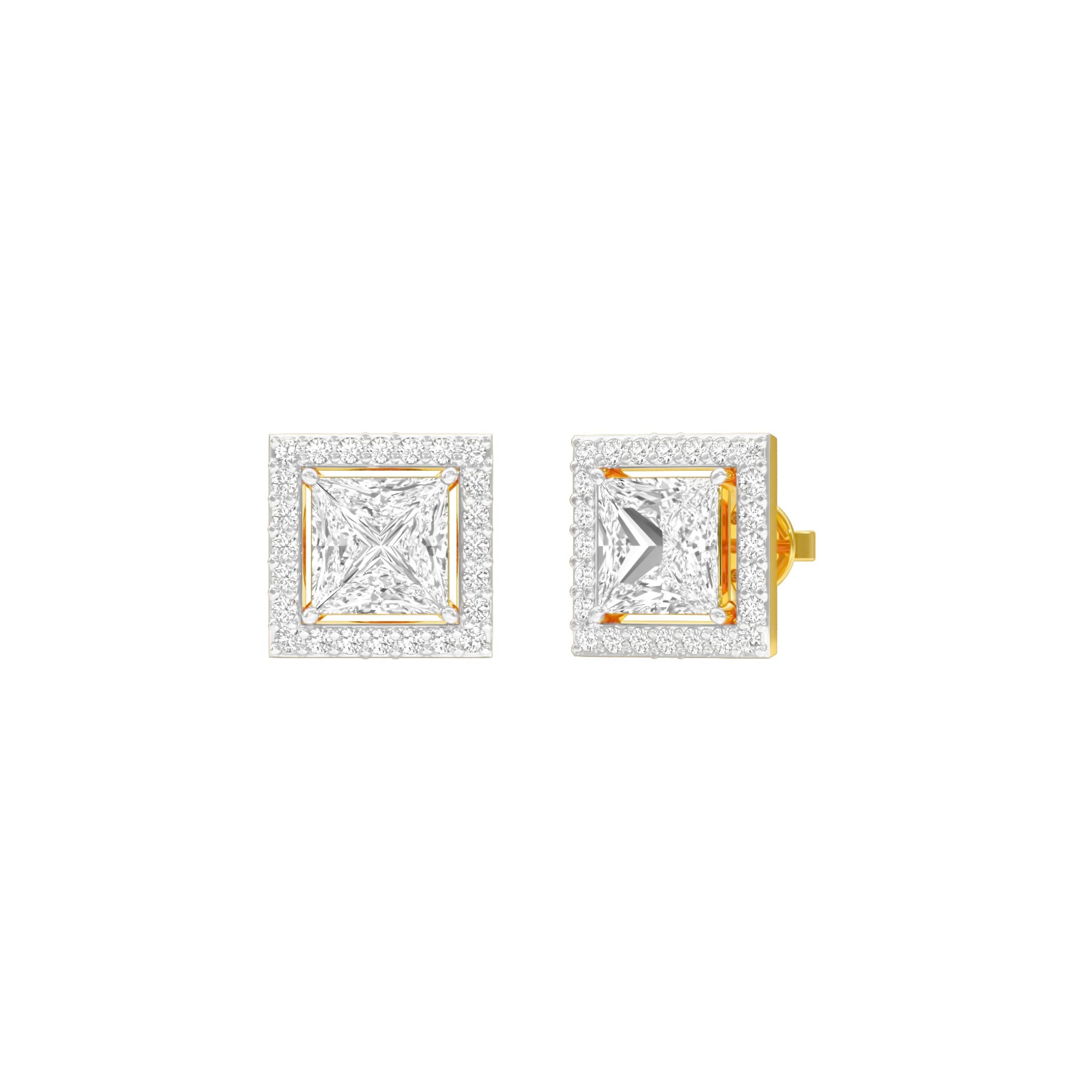 Frames of Halo Diamond Stud Earrings 18 KT / Yellow Gold
