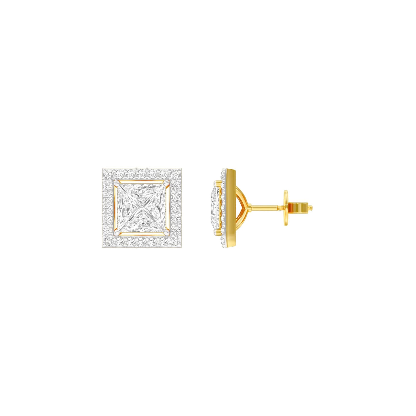 Frames of Halo Diamond Stud Earrings 18 KT / Yellow Gold