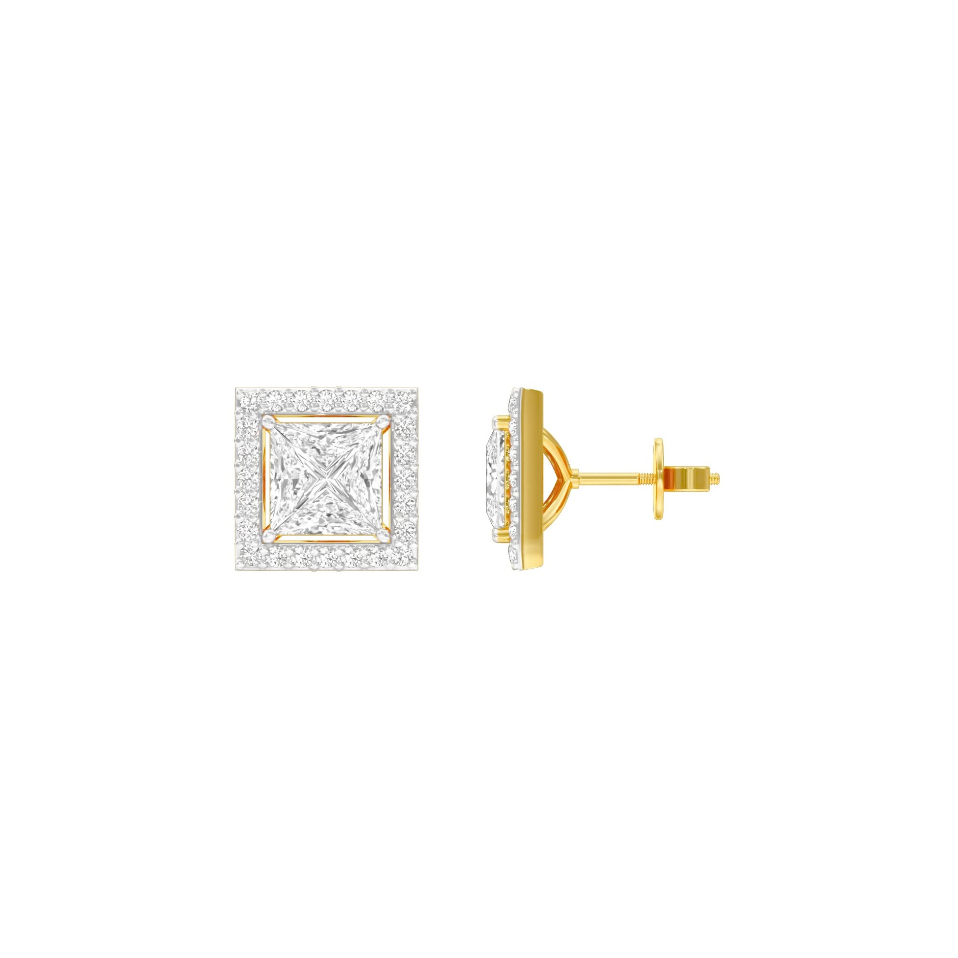 Frames of Halo Diamond Stud Earrings 18 KT / Yellow Gold