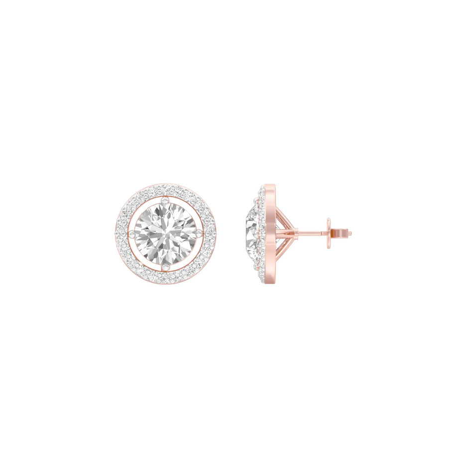 Pixie Points Halo Diamond Stud Earrings 18 KT / Rose Gold