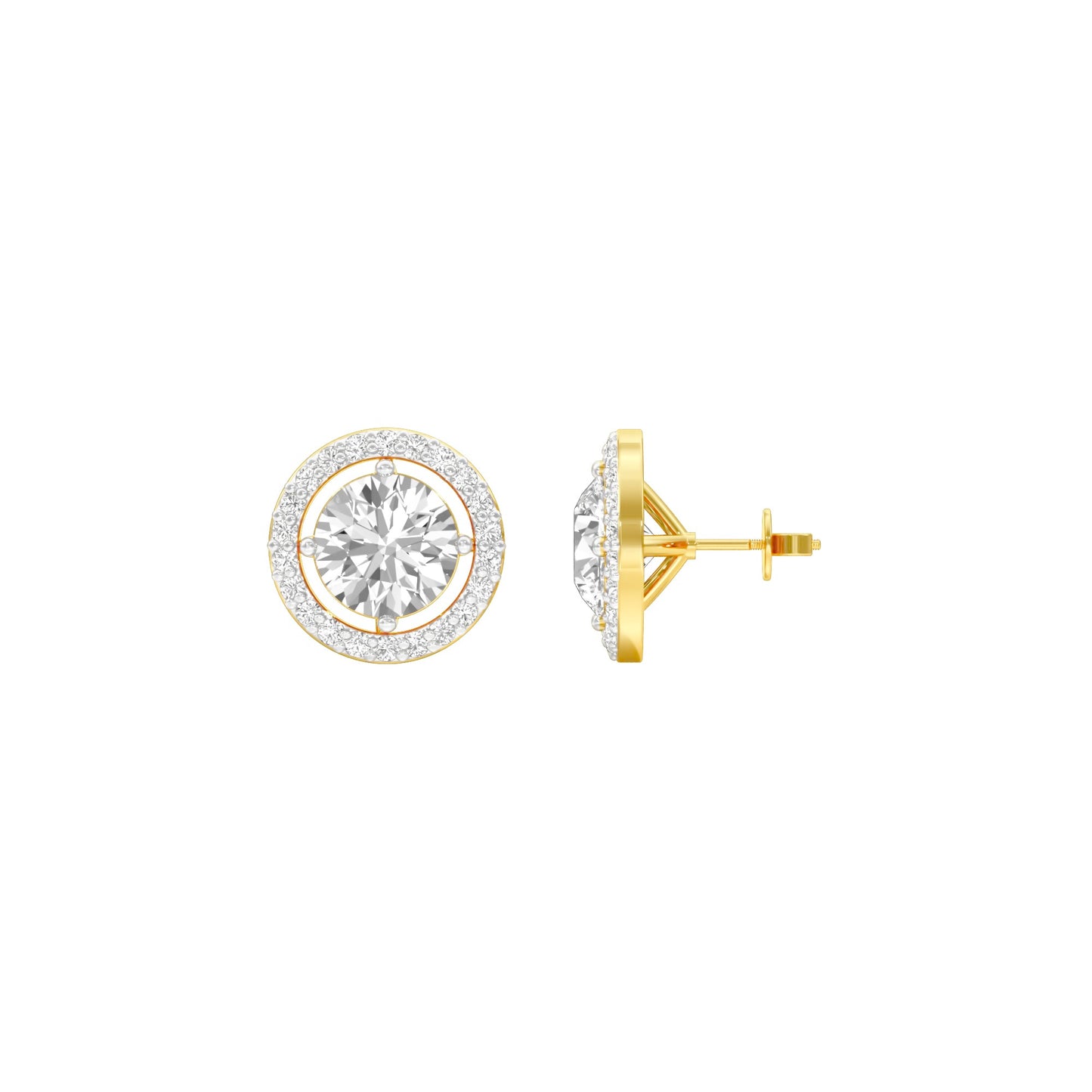 Pixie Points Halo Diamond Stud Earrings 18 KT / Yellow Gold