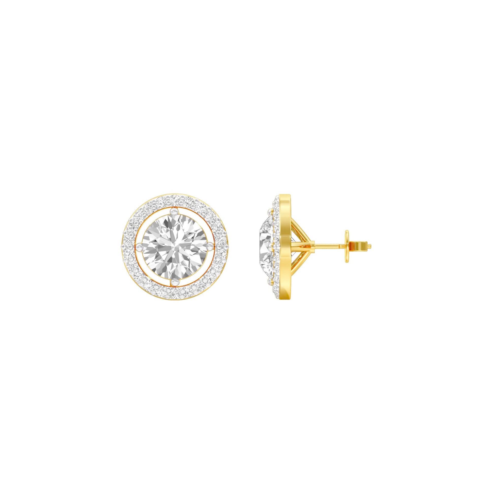 Pixie Points Halo Diamond Stud Earrings 18 KT / Yellow Gold