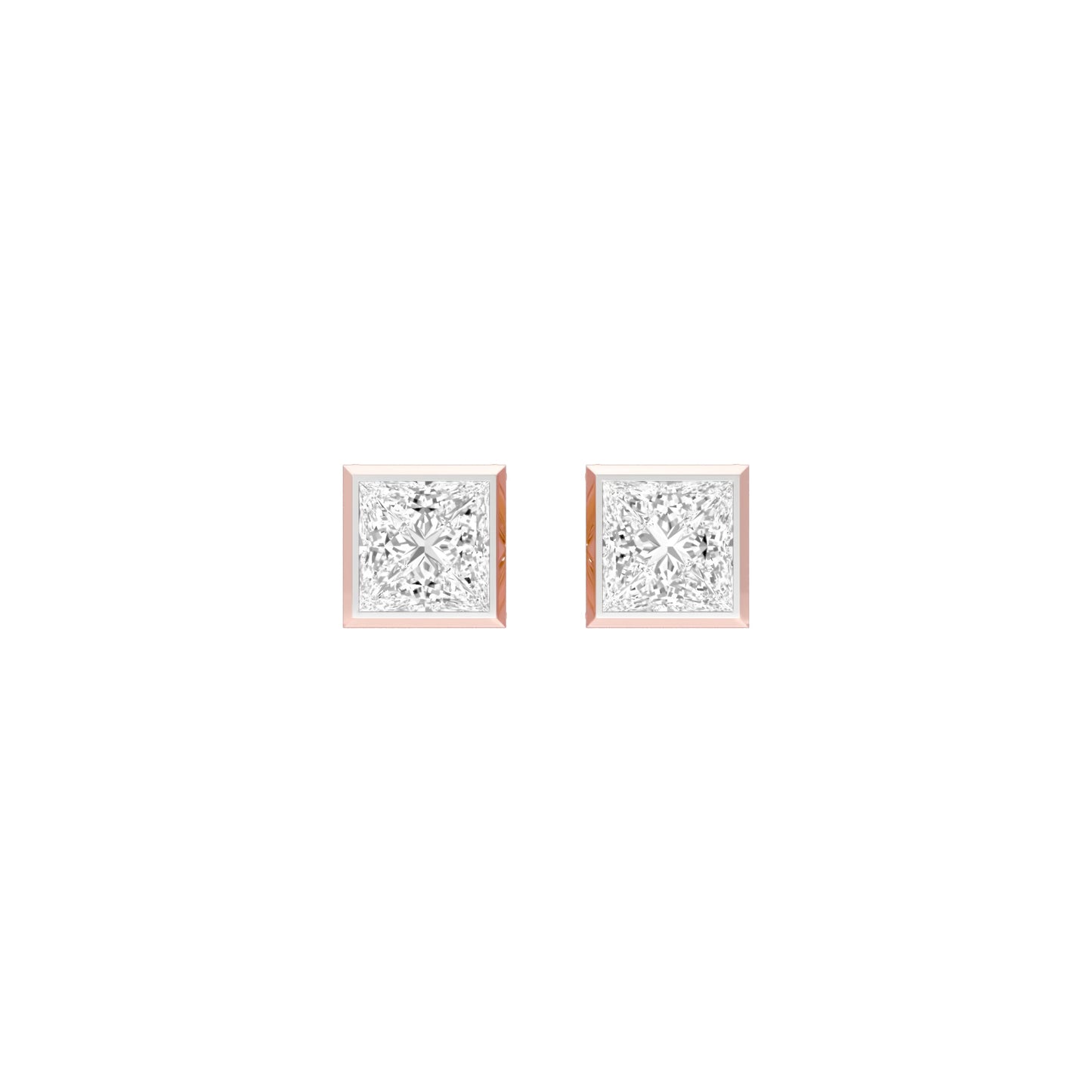 Sleek Corner Diamond Stud Earrings 18 KT / Rose Gold