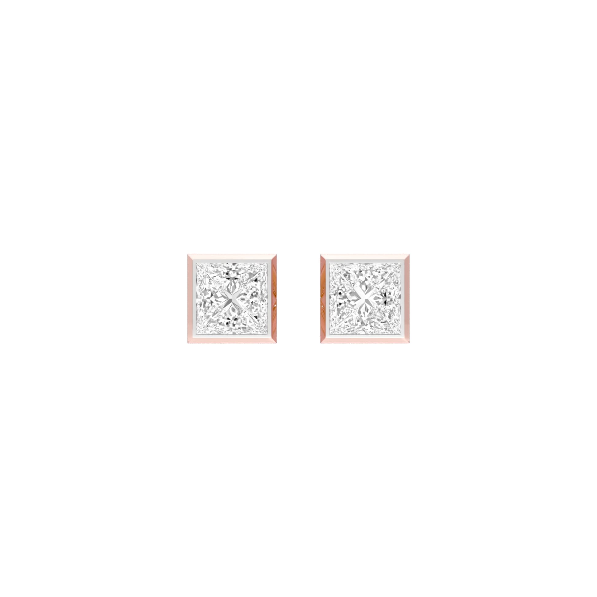 Sleek Corner Diamond Stud Earrings 18 KT / Rose Gold
