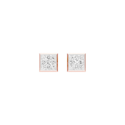 Sleek Corner Diamond Stud Earrings 18 KT / Rose Gold