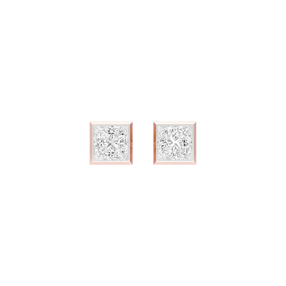 Sleek Corner Diamond Stud Earrings 18 KT / Rose Gold