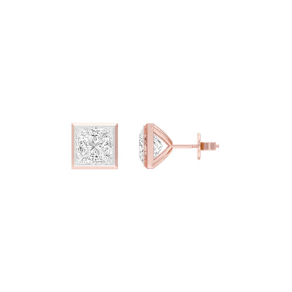 Sleek Corner Diamond Stud Earrings 18 KT / Rose Gold