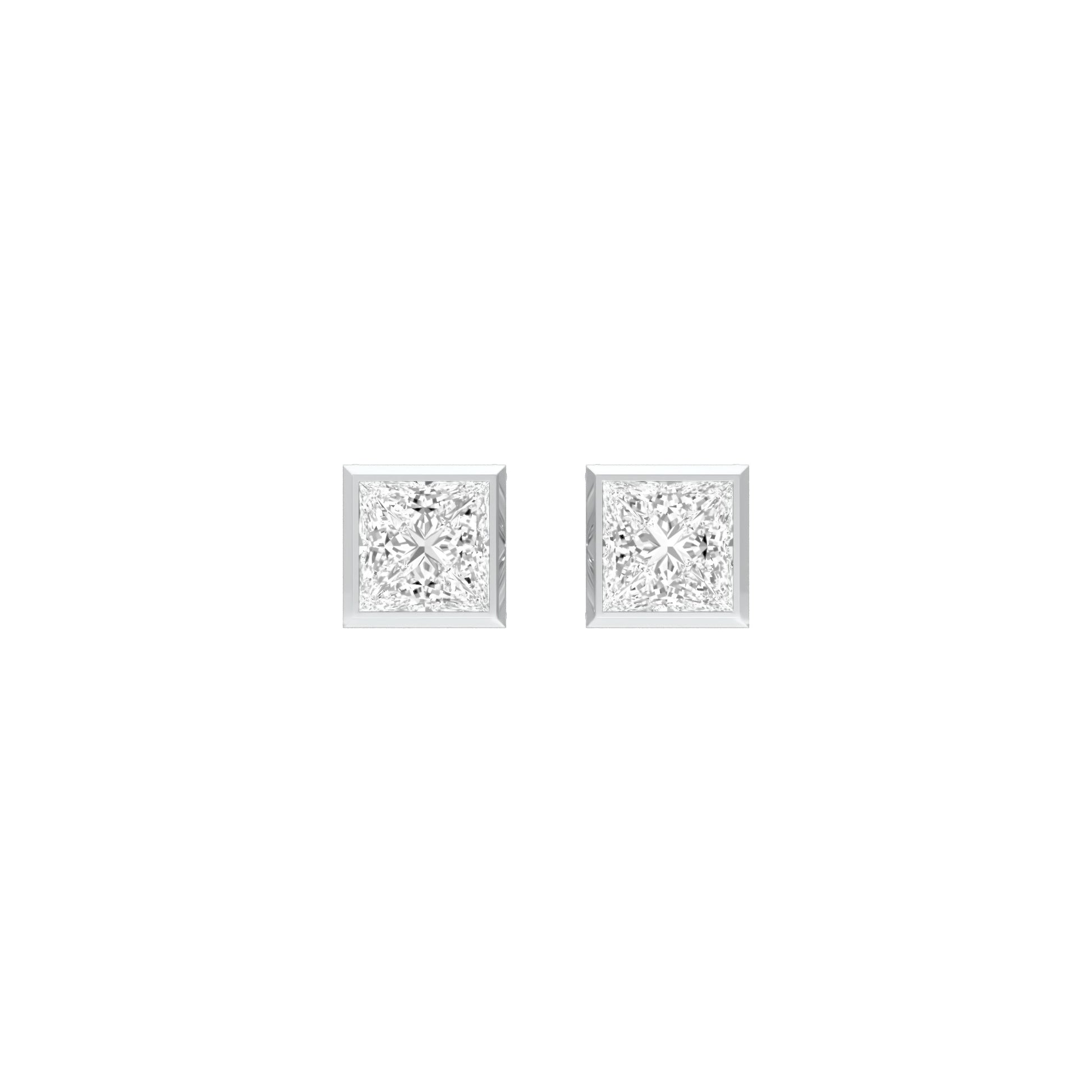 Sleek Corner Diamond Stud Earrings 18 KT / White Gold