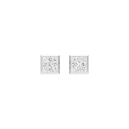 Sleek Corner Diamond Stud Earrings 18 KT / White Gold