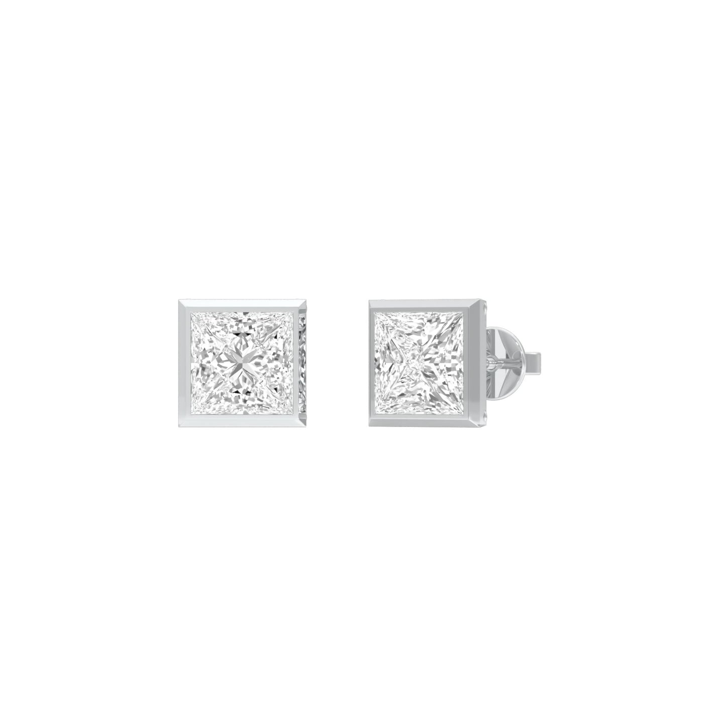 Sleek Corner Diamond Stud Earrings 18 KT / White Gold