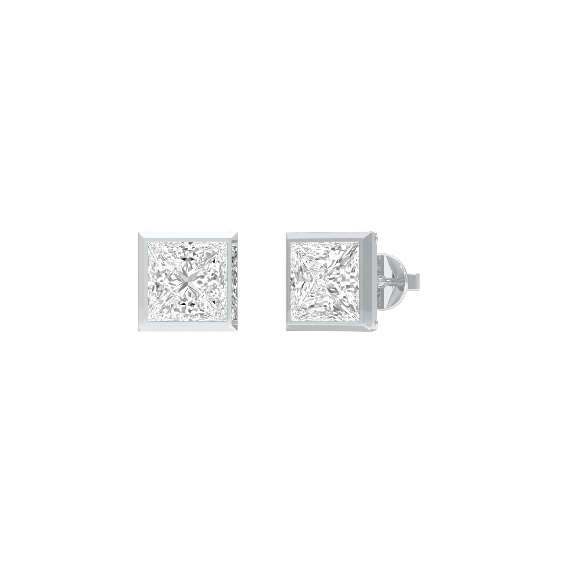 Sleek Corner Diamond Stud Earrings 18 KT / White Gold