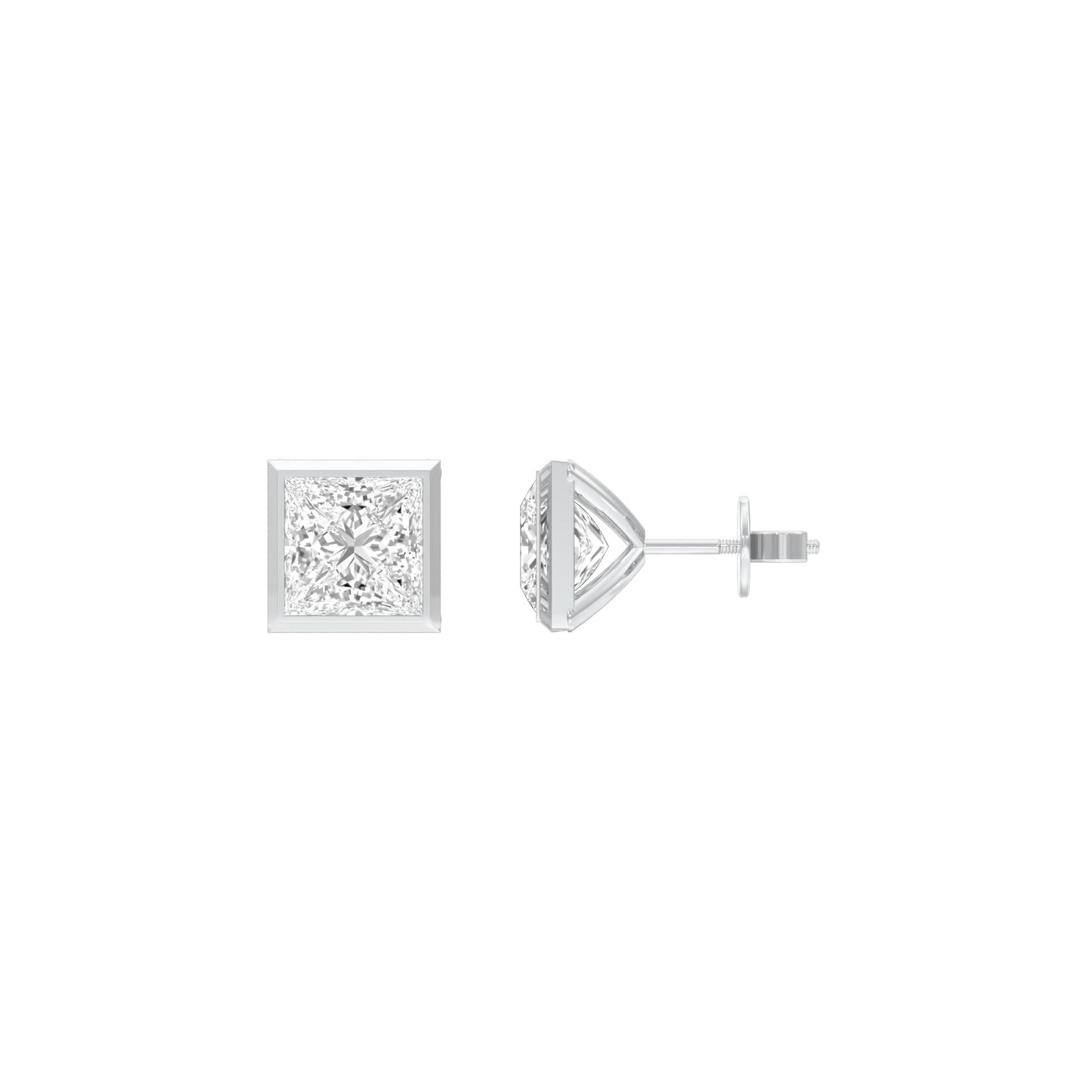 Sleek Corner Diamond Stud Earrings 18 KT / White Gold