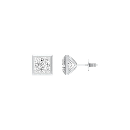 Sleek Corner Diamond Stud Earrings 18 KT / White Gold