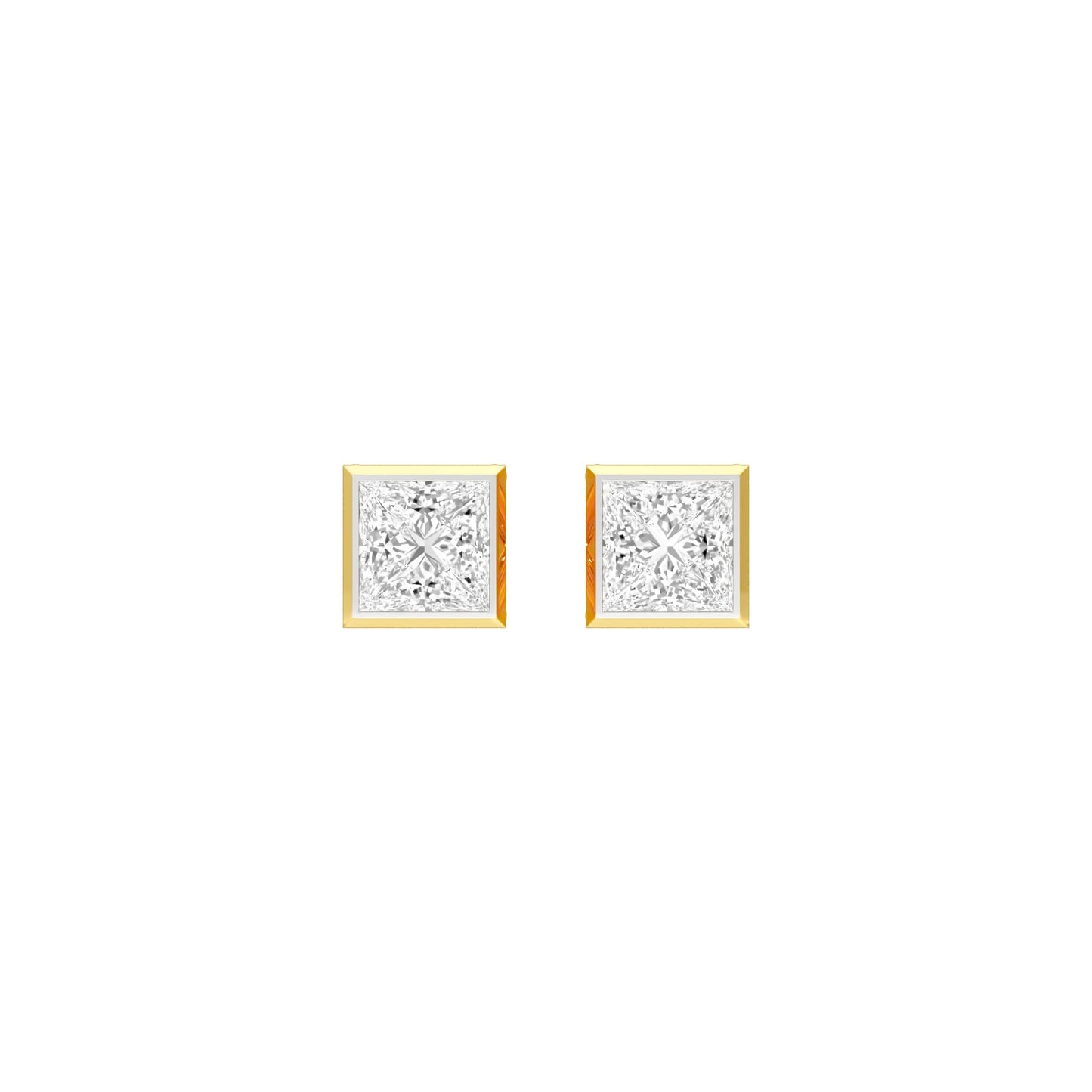 Sleek Corner Diamond Stud Earrings 18 KT / Yellow Gold