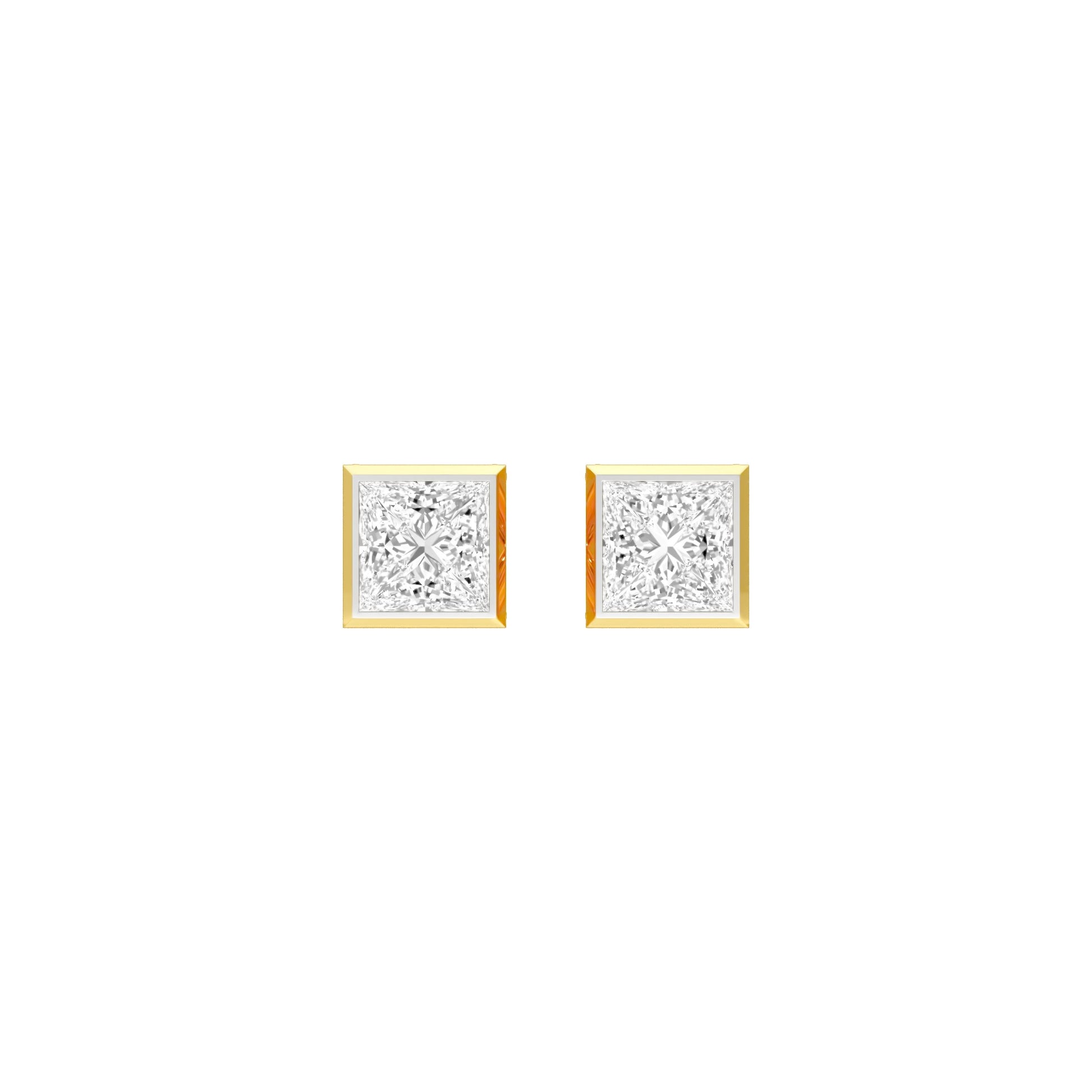 Sleek Corner Diamond Stud Earrings 18 KT / Yellow Gold