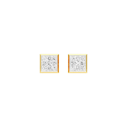 Sleek Corner Diamond Stud Earrings 18 KT / Yellow Gold