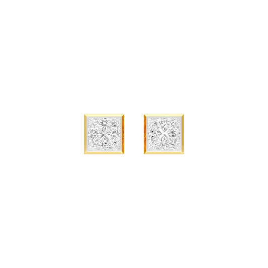 Sleek Corner Diamond Stud Earrings 18 KT / Yellow Gold