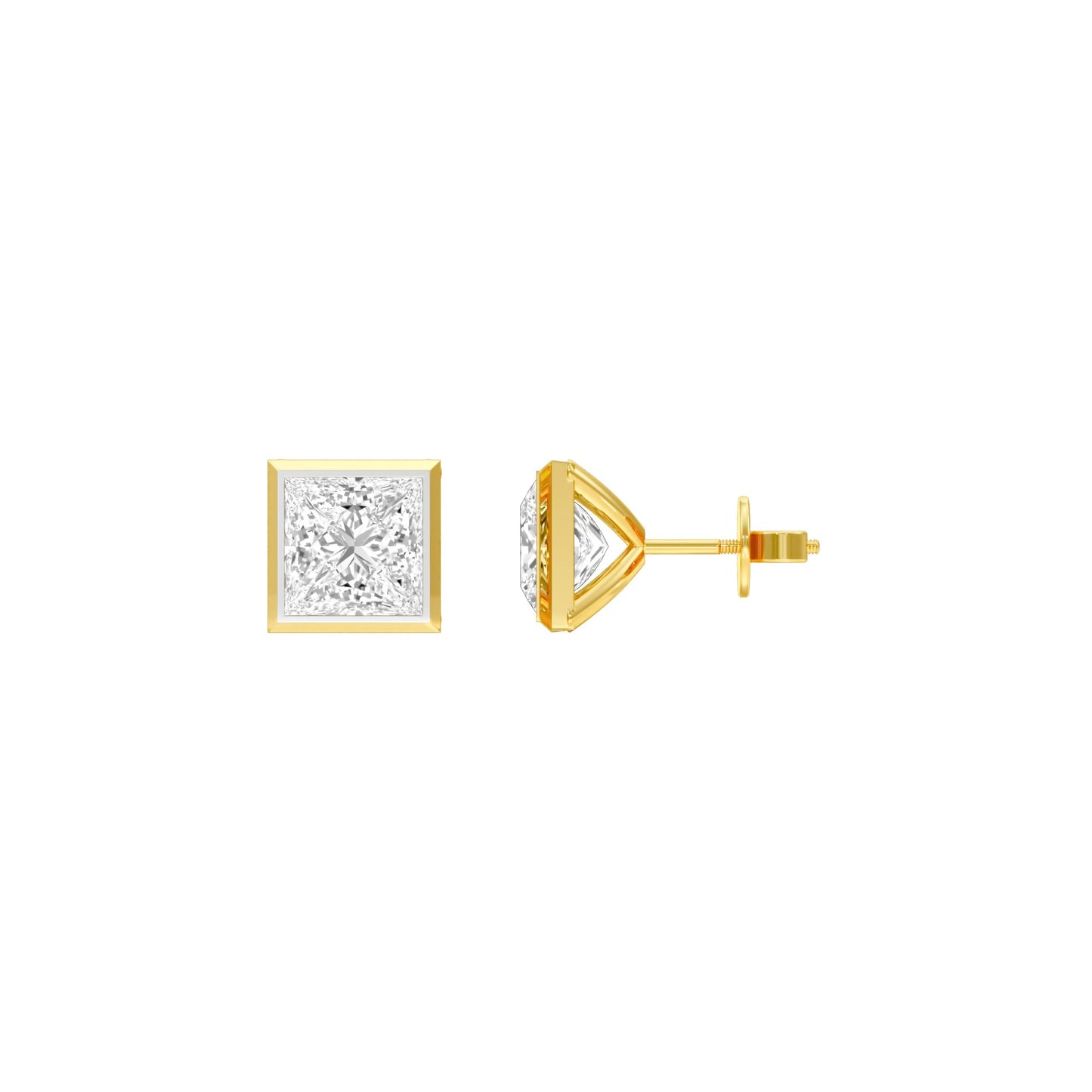 Sleek Corner Diamond Stud Earrings 18 KT / Yellow Gold