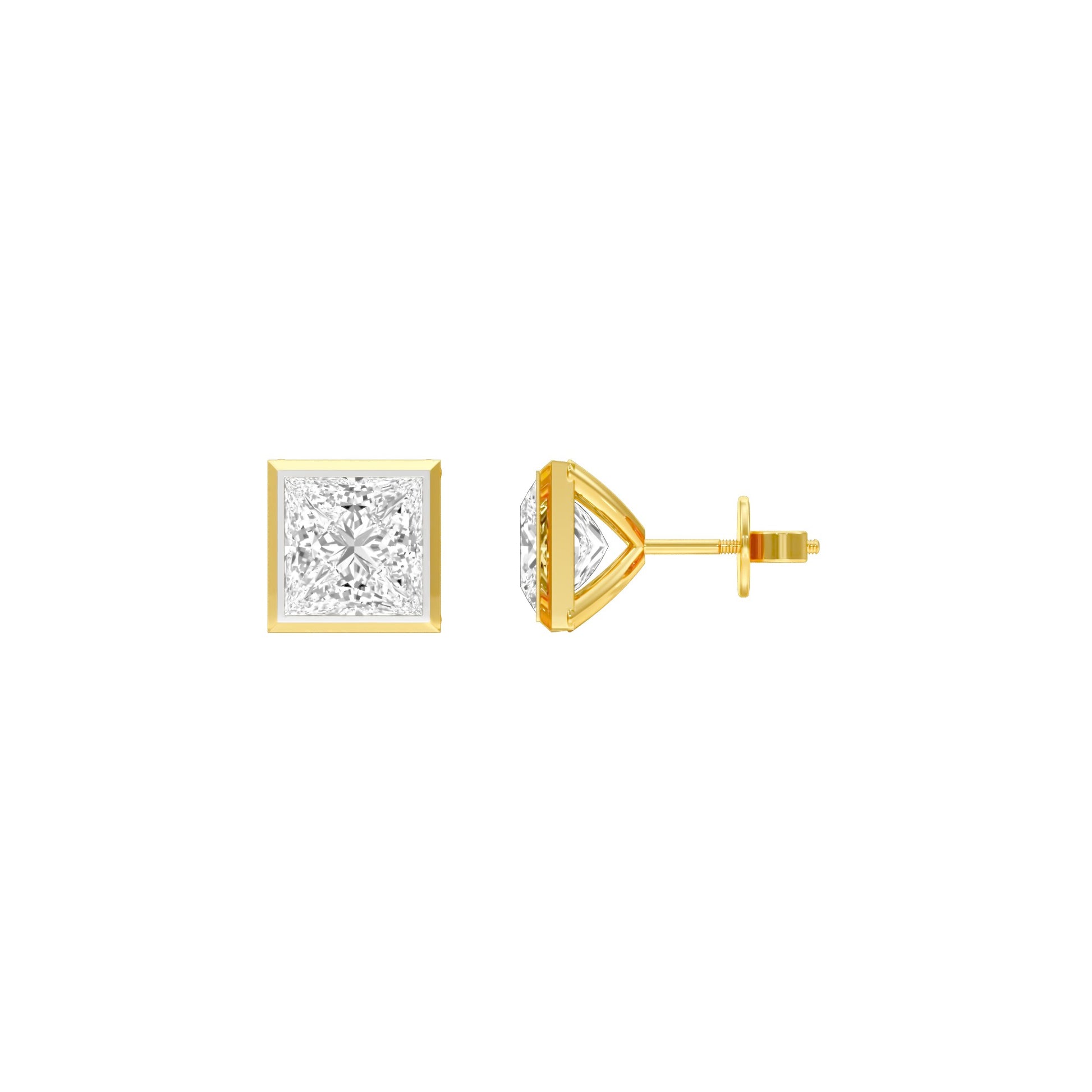 Sleek Corner Diamond Stud Earrings 18 KT / Yellow Gold