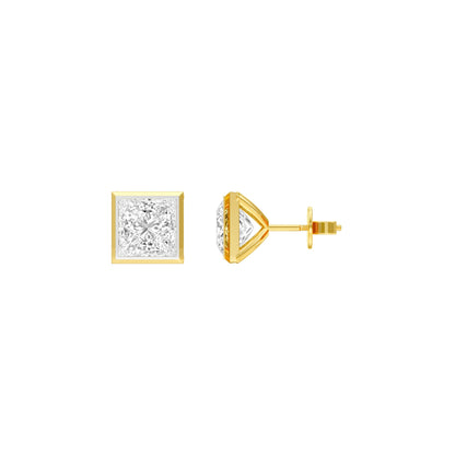 Sleek Corner Diamond Stud Earrings 18 KT / Yellow Gold