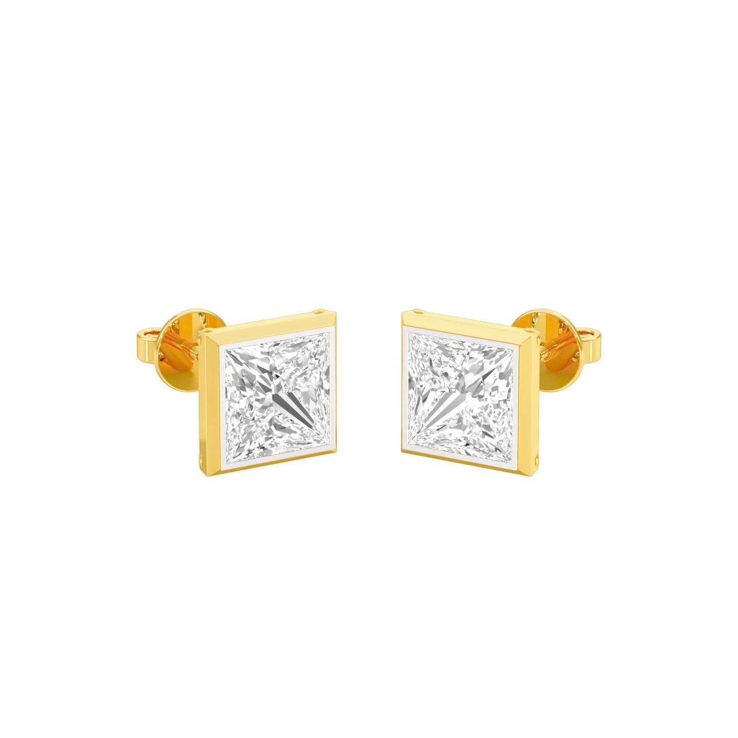 Sleek Corner Diamond Stud Earrings 18 KT / Yellow Gold
