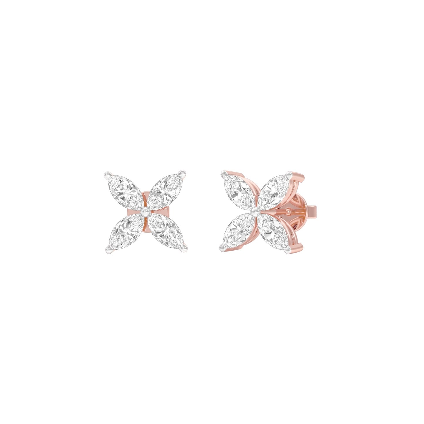 Tiny Turbines Diamond Stud Earrings 18 KT / Rose Gold