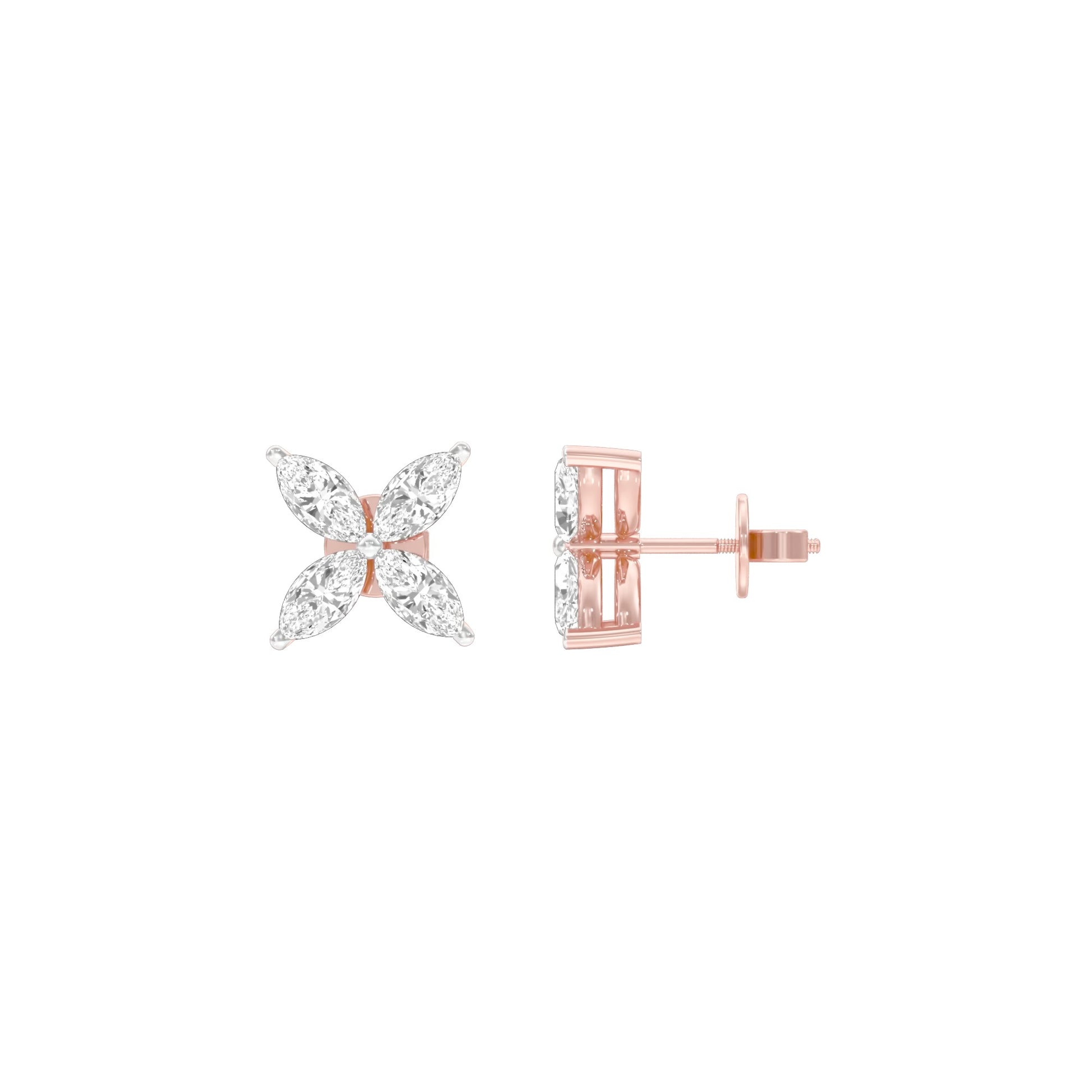 Tiny Turbines Diamond Stud Earrings 18 KT / Rose Gold