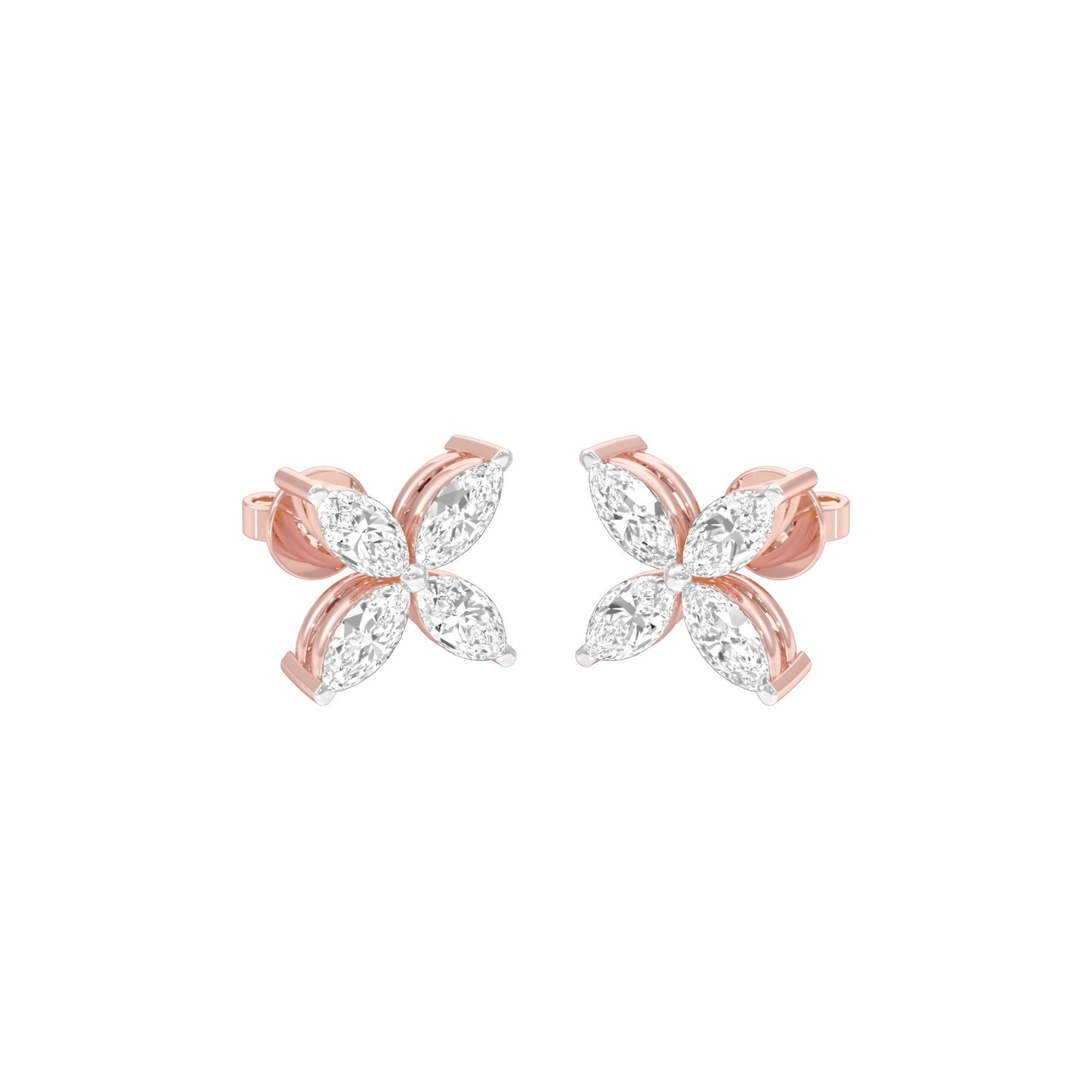 Tiny Turbines Diamond Stud Earrings 18 KT / Rose Gold