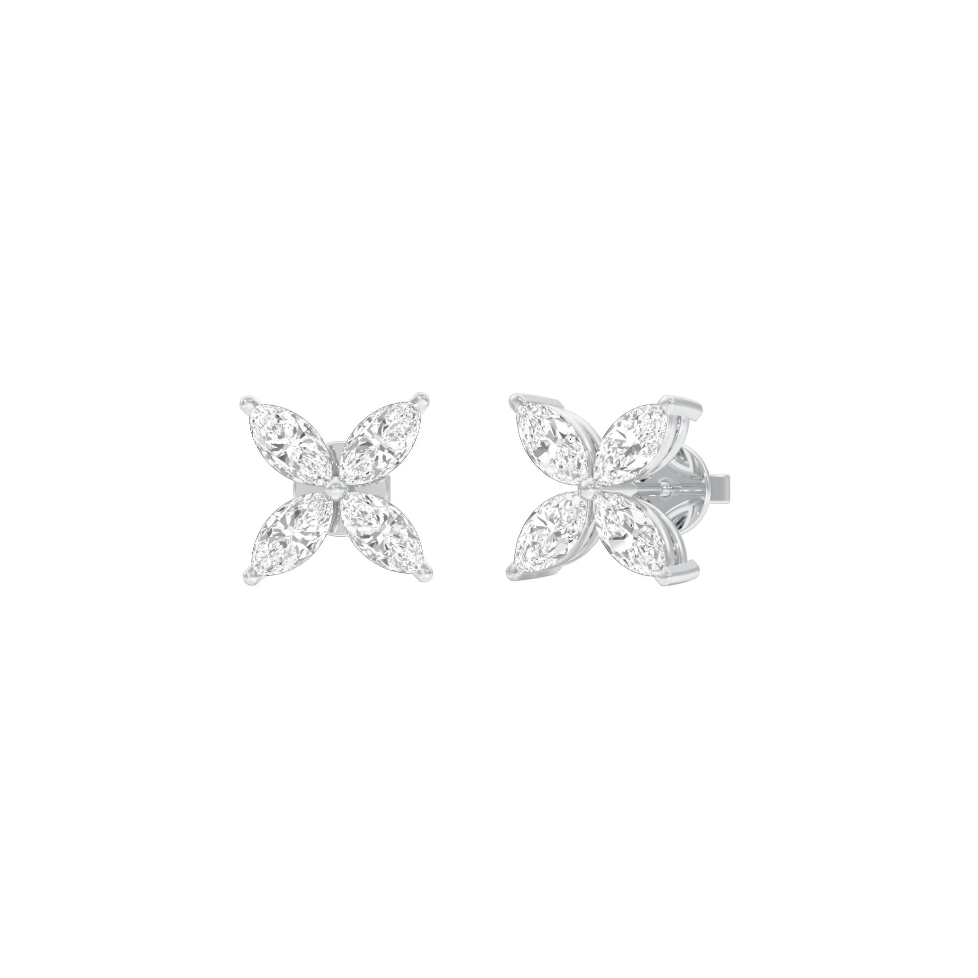 Tiny Turbines Diamond Stud Earrings 18 KT / White Gold