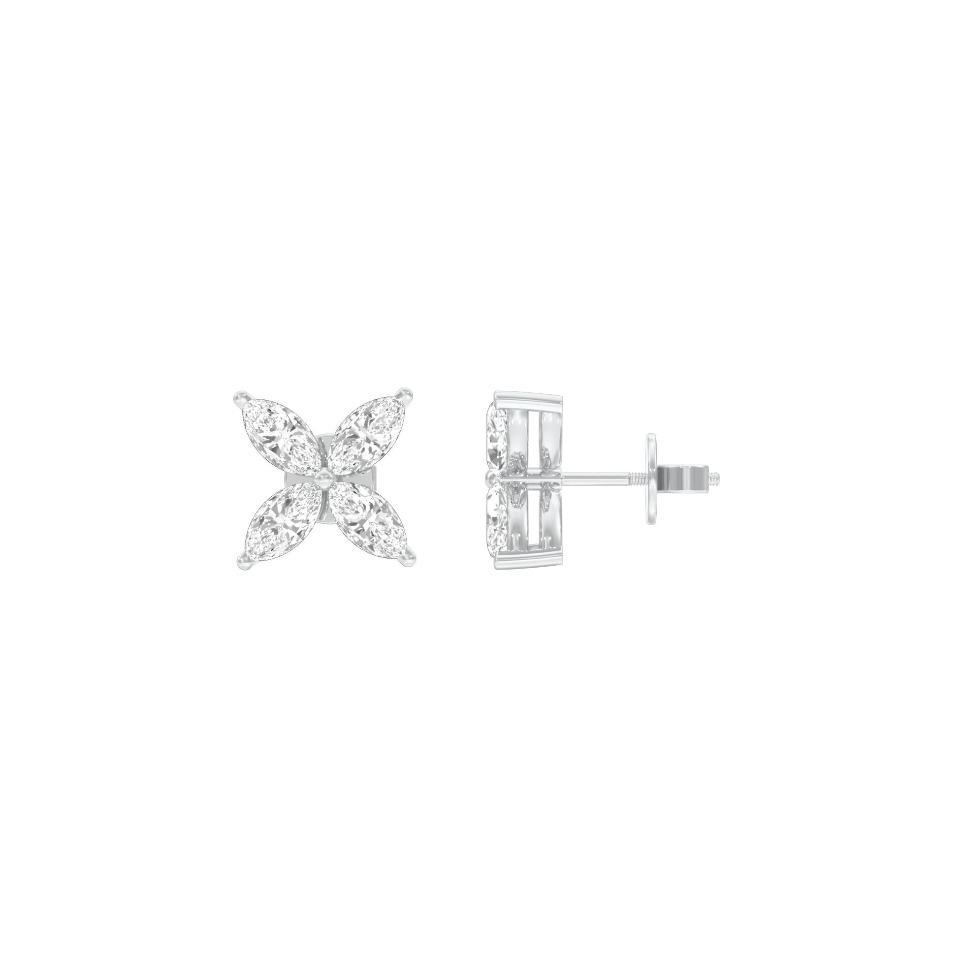 Tiny Turbines Diamond Stud Earrings 18 KT / White Gold
