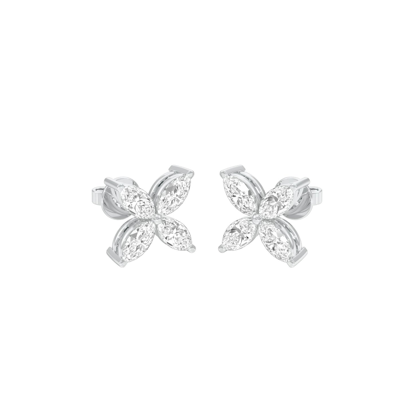 Tiny Turbines Diamond Stud Earrings 18 KT / White Gold