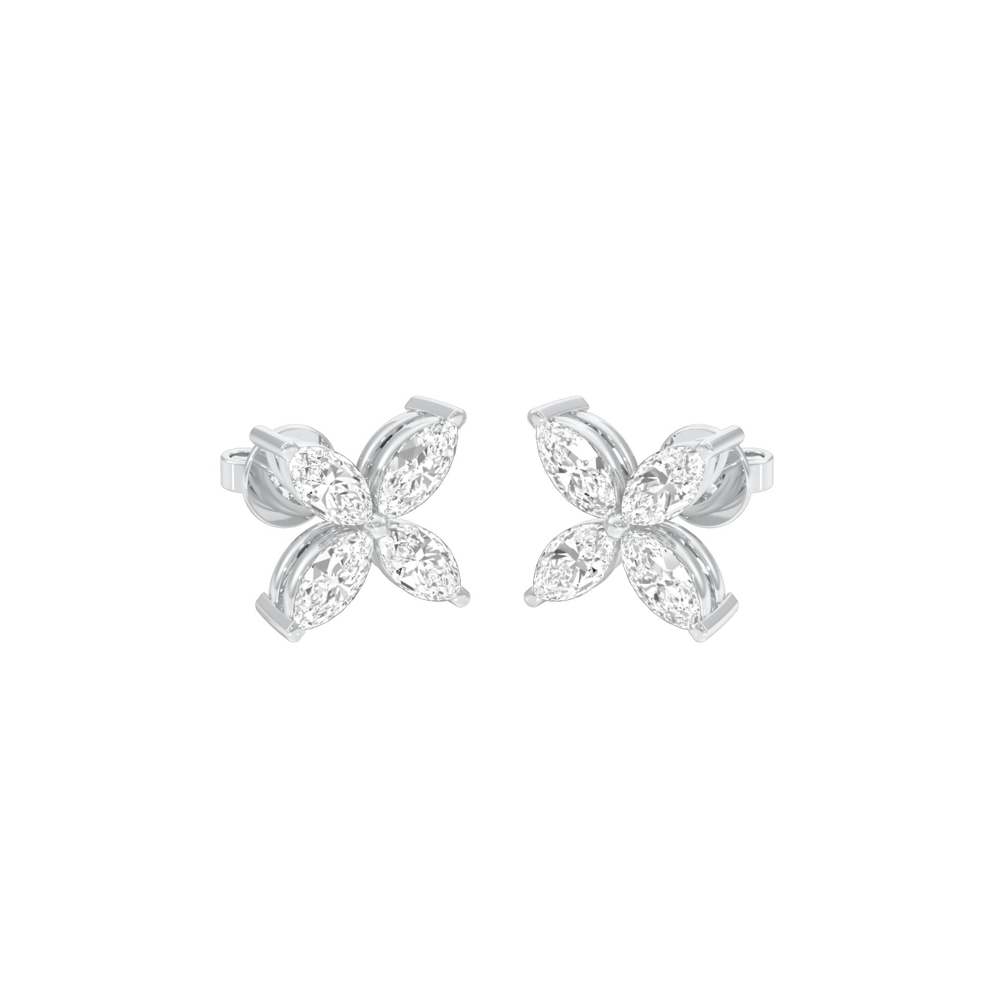 Tiny Turbines Diamond Stud Earrings 18 KT / White Gold
